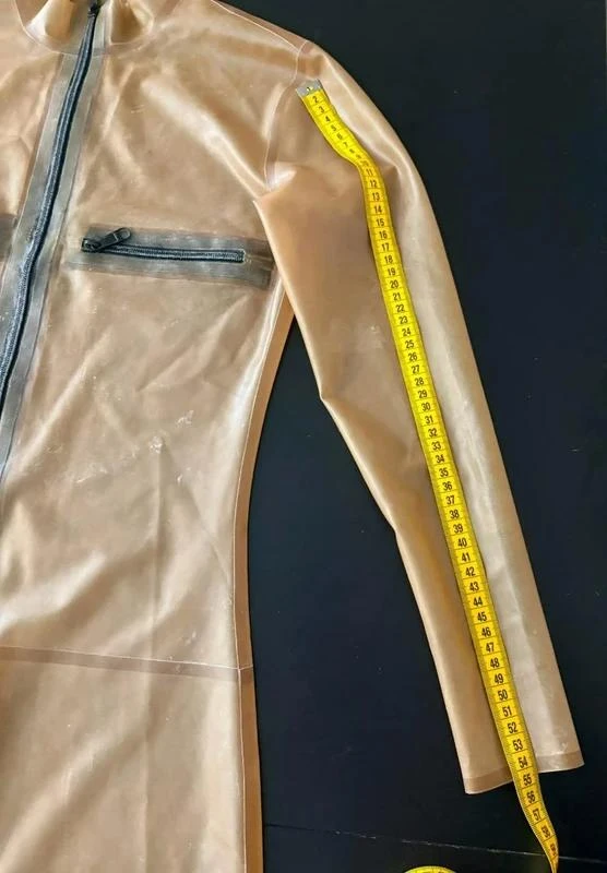 Macacão de látex feminino Transparente/Miel Tamanho M/38 com puxadores – photo 7